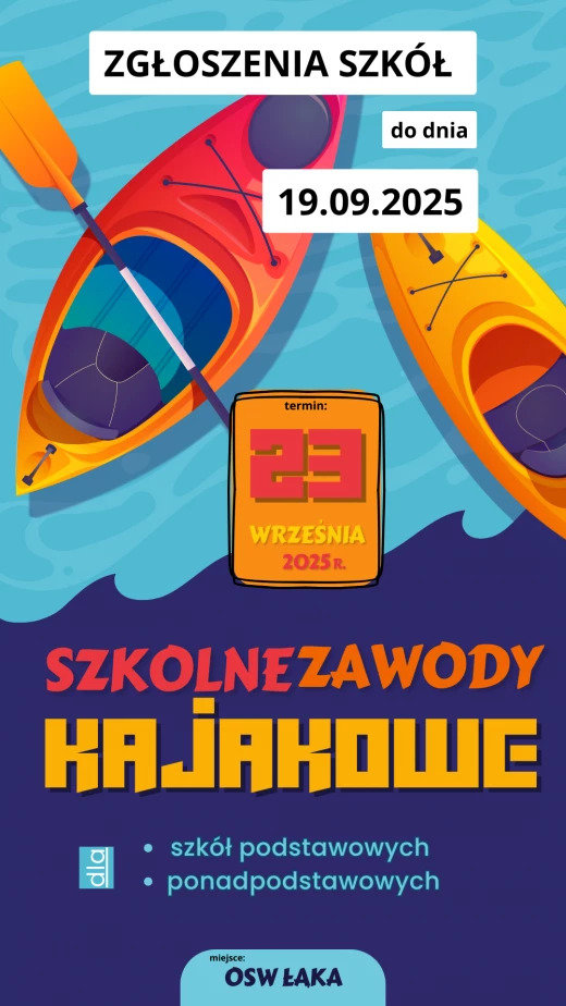 Zapraszamy na Szkolne Zawody Kajakarskie na Jezior