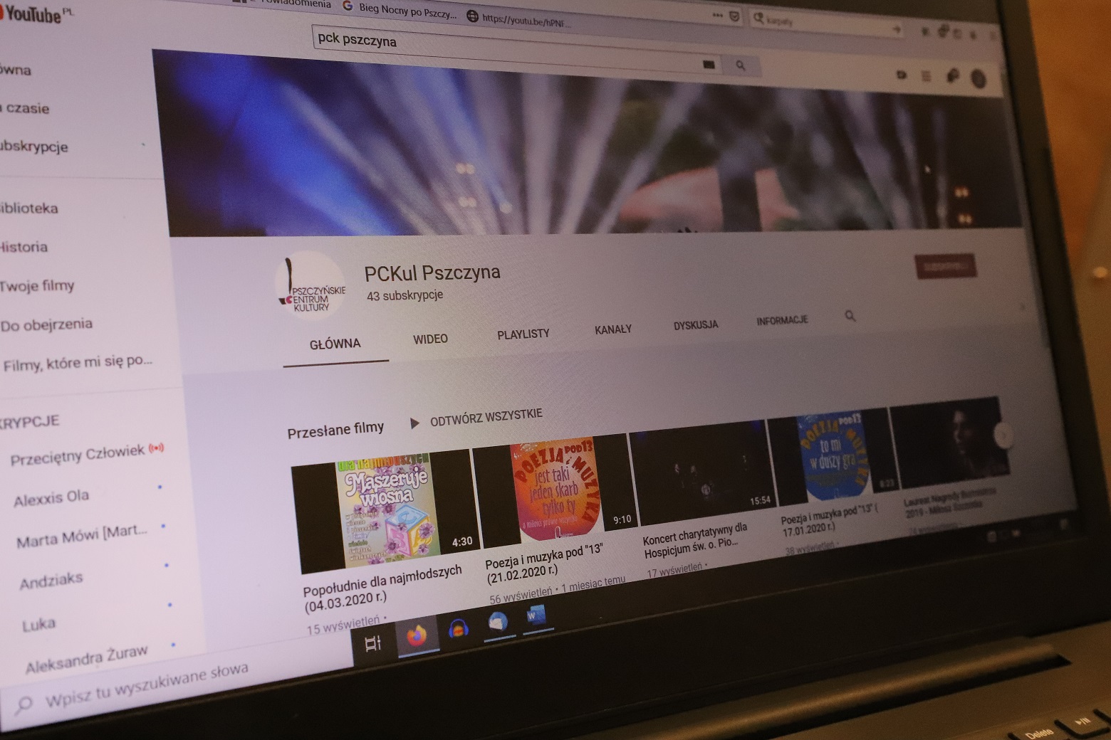 Zajęcia PCK-ulu na kanale You Tube