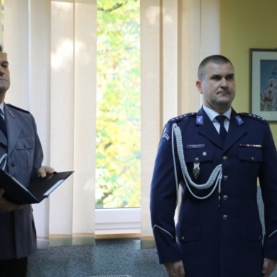 Pożegnanie Komendanta Powiatowej Policji w Pszczynie insp. mgr. Grzegorza Bonalskiego oraz powitanie nowego Komendanta insp. Arkadiusza Blocha - 13.10.2025