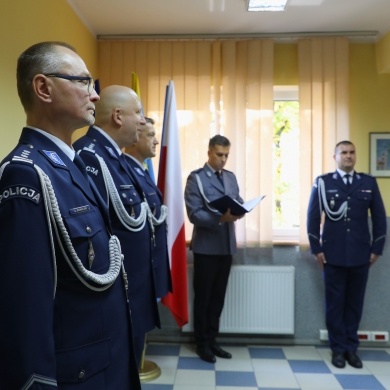 Pożegnanie Komendanta Powiatowej Policji w Pszczynie insp. mgr. Grzegorza Bonalskiego oraz powitanie nowego Komendanta insp. Arkadiusza Blocha - 13.10.2025